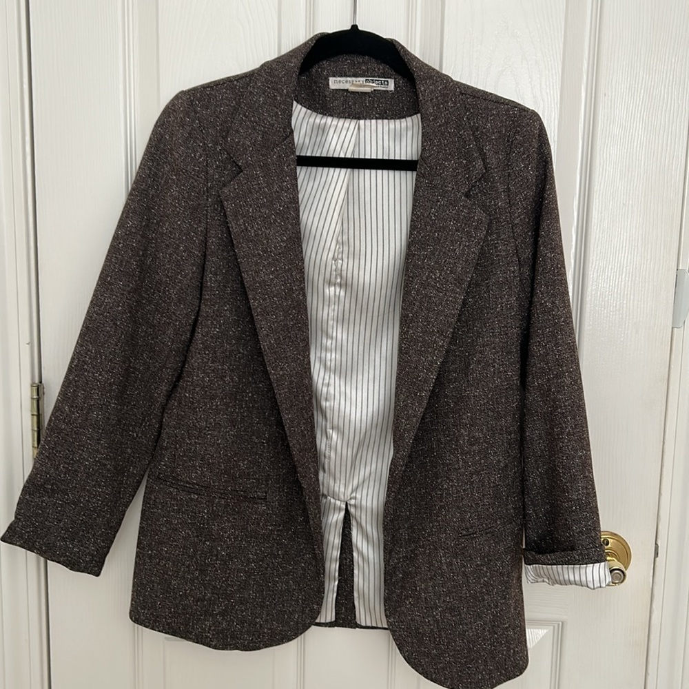 NECESSARY OBJECTS Open Front Blazer Gray Size XS